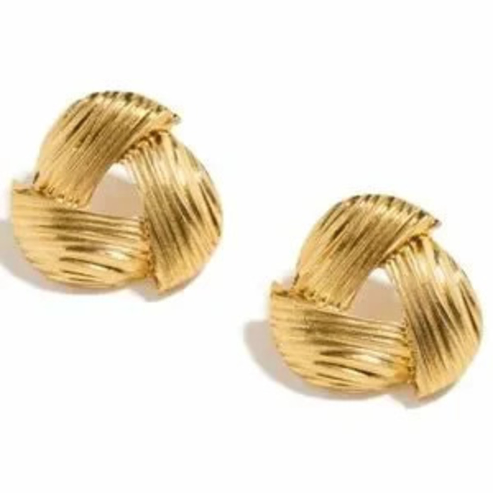 Gold Ruffle Ribbed Earrings (1111)